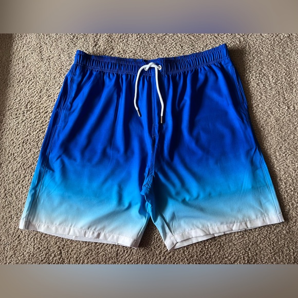 NWT LUCOWEE Mens Swim Trunks with Compression Liner Anti Chafe Sz XL Blue White - Picture 4 of 10